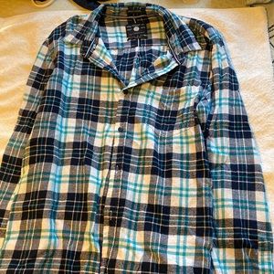 Teal and gray flannel. Slim fit